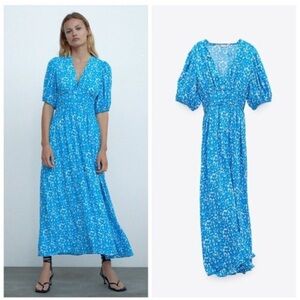ZARA blue floral maxi